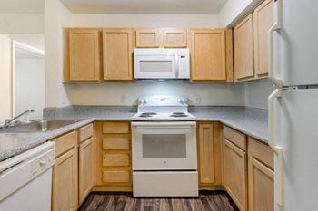 White appliances with built-in microwave